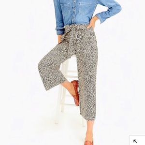 J.Crew Wide Leg Crop Pant in Leopard Print Silk